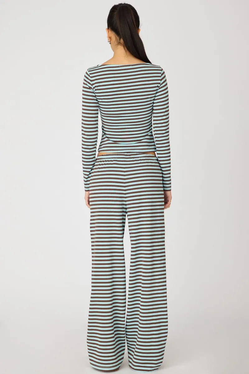 Blue Stripe Relaxed Lounge Pants sold by Ally Fashion product image thumbnail 5