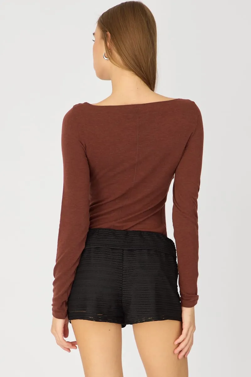 Black Textured Knit Shorts sold by Ally Fashion product image thumbnail 5