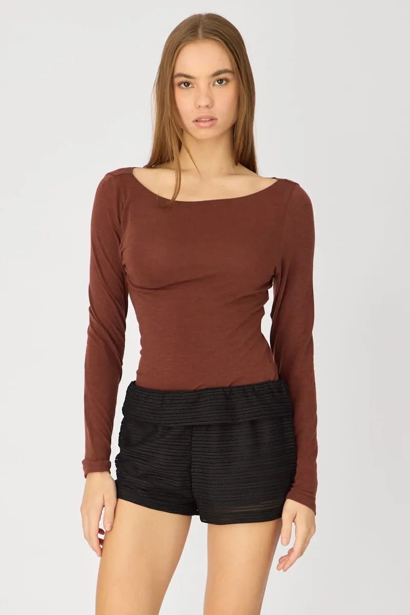 Black Textured Knit Shorts sold by Ally Fashion product image thumbnail 3