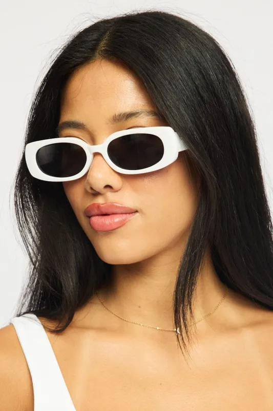 White Rectangular Sunglasses made by Ally Fashion