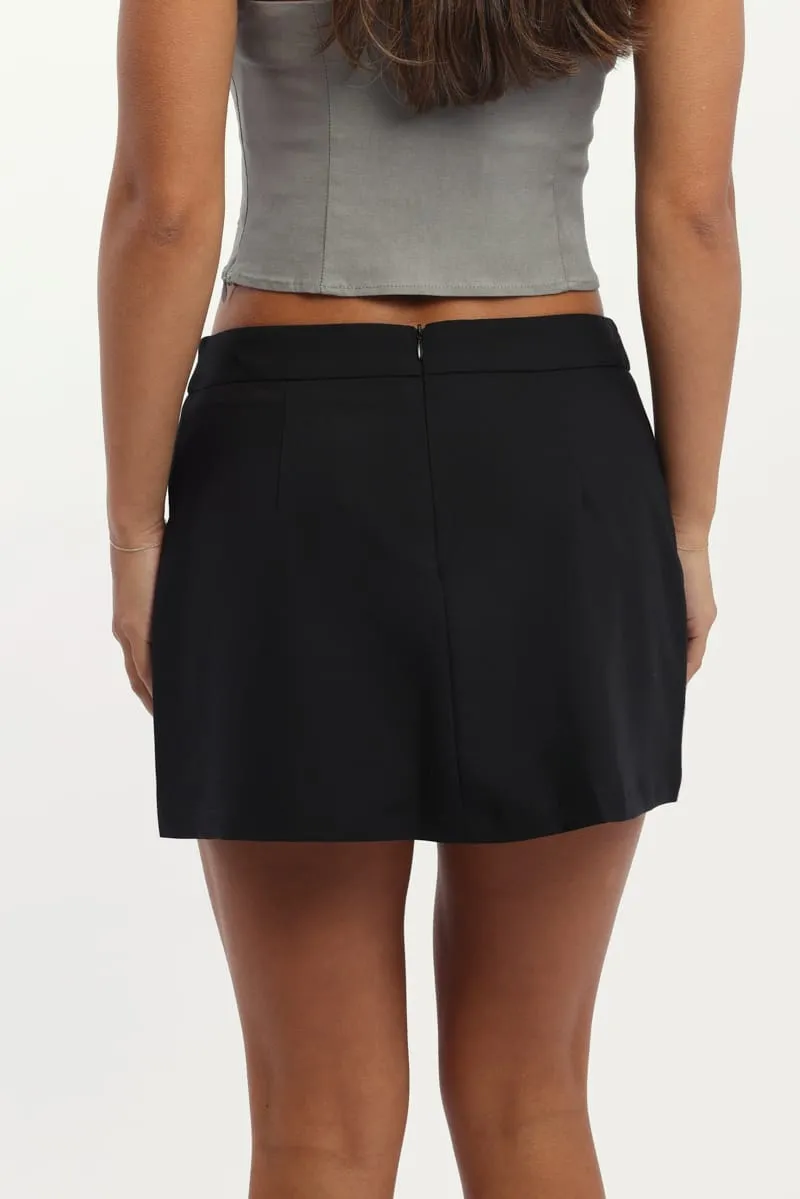 Black Mini Skort Skirt High Rise Pocket Detail Tailored sold by Ally Fashion product image thumbnail 4
