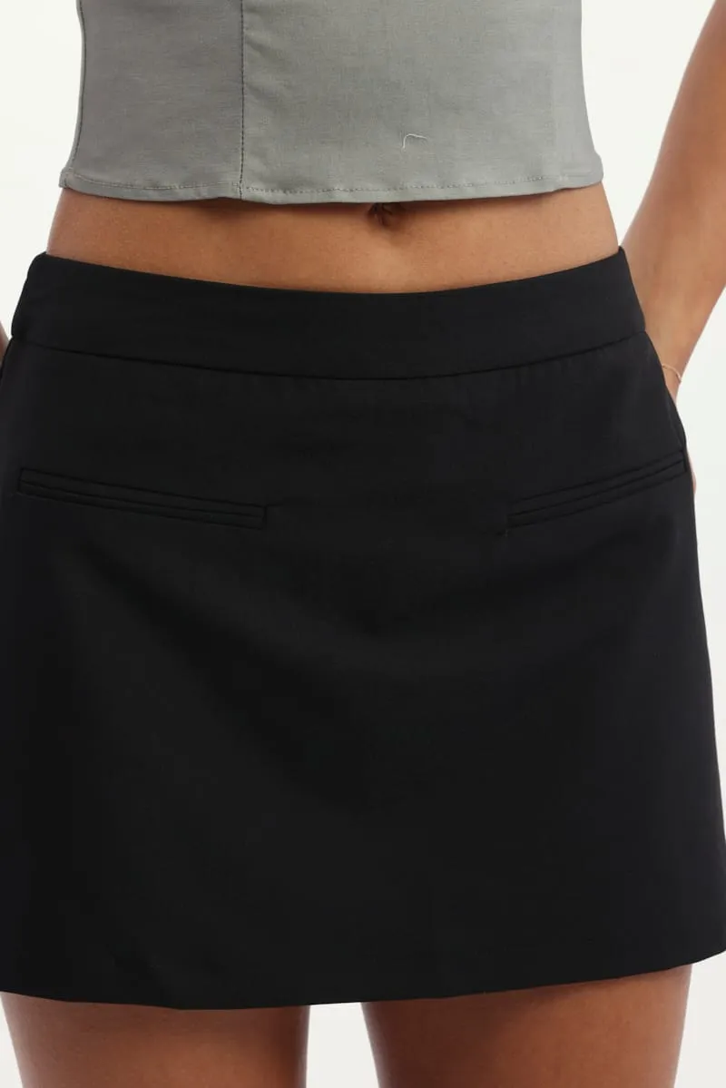 Black Mini Skort Skirt High Rise Pocket Detail Tailored sold by Ally Fashion product image thumbnail 5