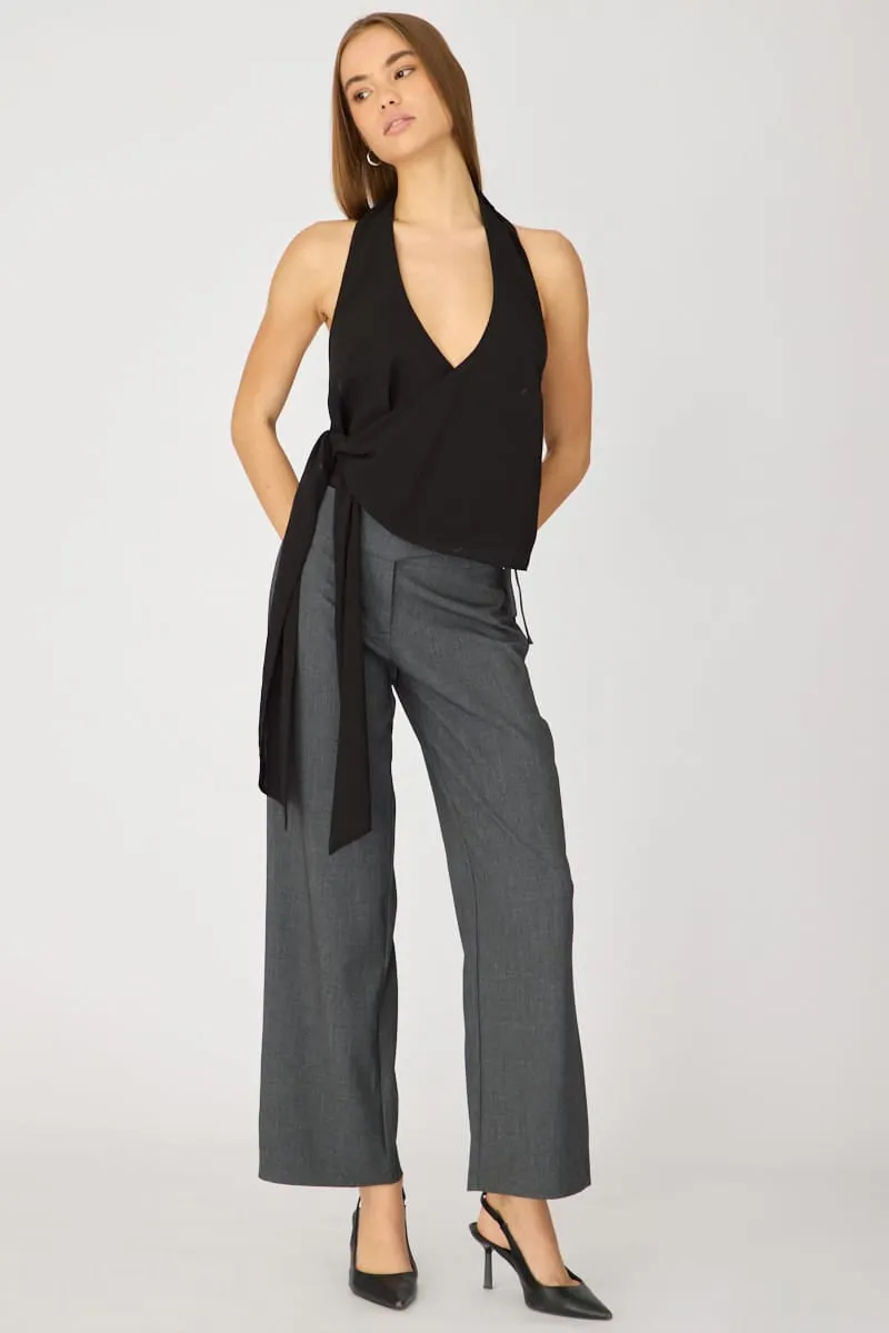 Black Halter Chiffon Top Sleeveless Wrap Around Style sold by Ally Fashion product image thumbnail 2