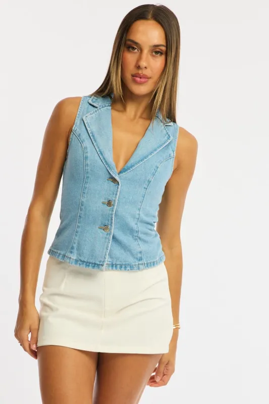 Denim Collar Vest made by Ally Fashion