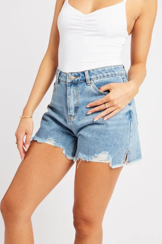 Denim Relaxed Short Mid Rise made by Ally Fashion