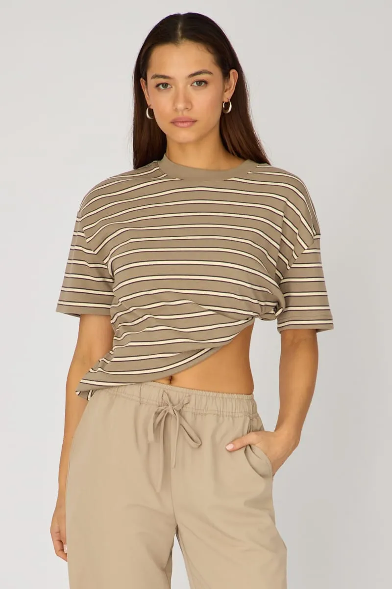 Grey Stripe Oversized Tee Short Sleeve sold by Ally Fashion product image thumbnail 3