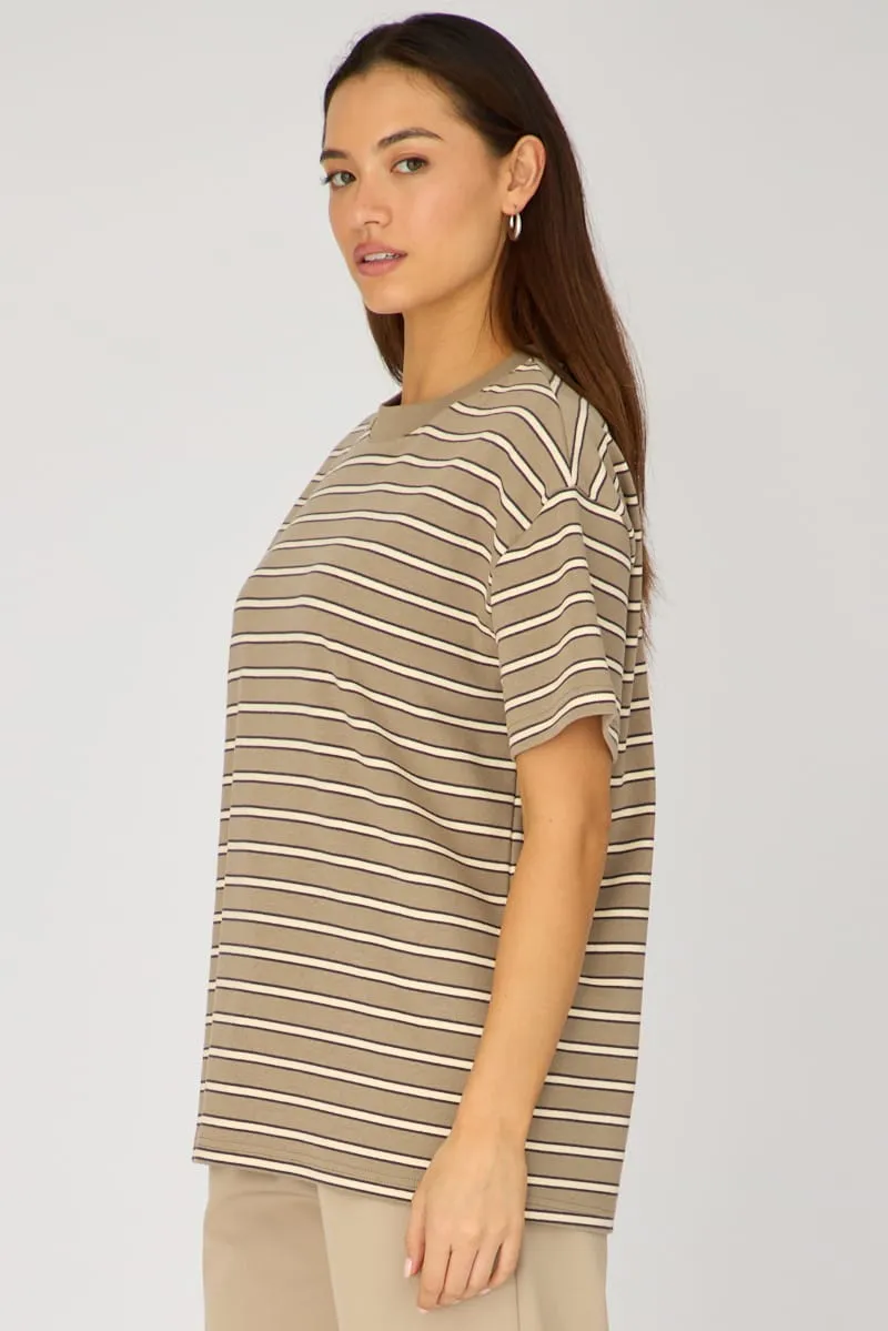 Grey Stripe Oversized Tee Short Sleeve sold by Ally Fashion product image thumbnail 4