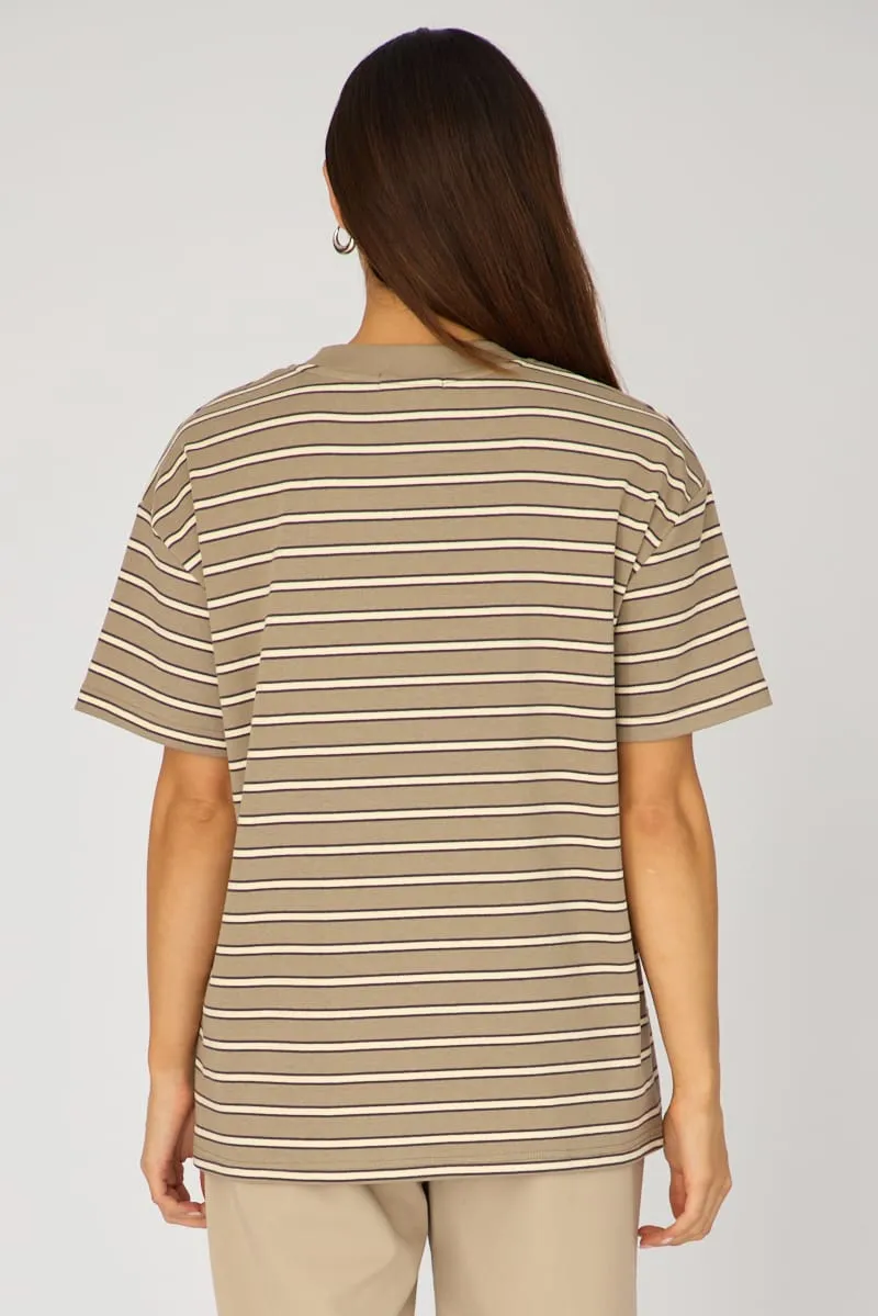 Grey Stripe Oversized Tee Short Sleeve sold by Ally Fashion product image thumbnail 5