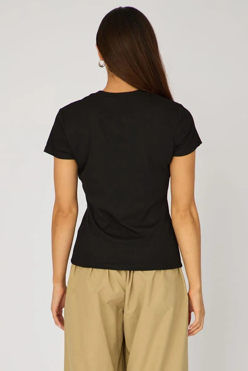 Black Cotton T-shirt Short Sleeve Round Neck sold by Ally Fashion product image thumbnail 5