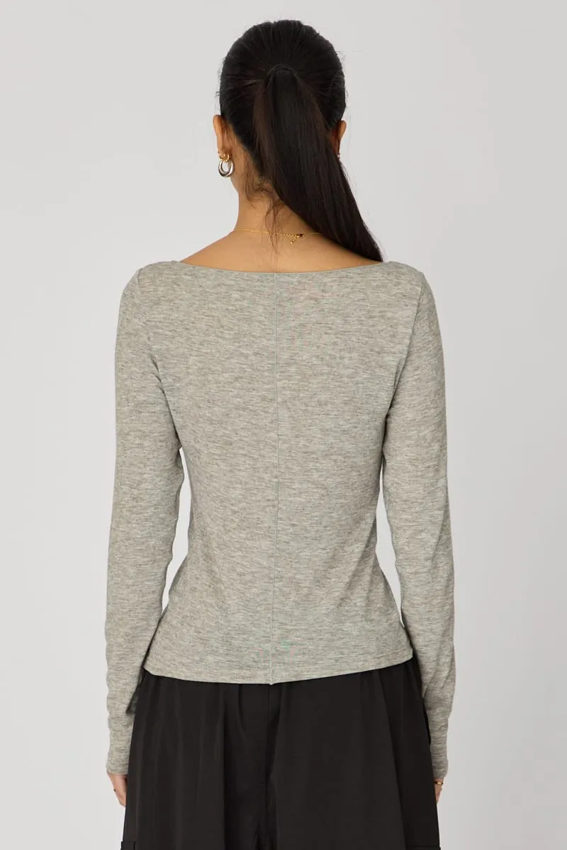 Grey Sheer Top Long Sleeve sold by Ally Fashion product image thumbnail 5