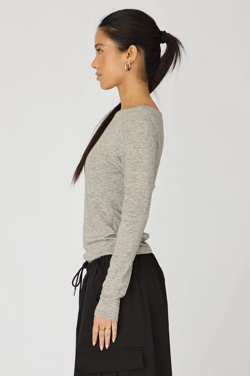 Grey Sheer Top Long Sleeve sold by Ally Fashion product image thumbnail 4