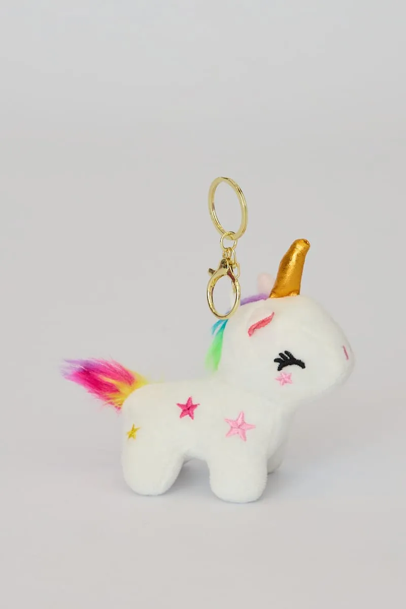 White Unicorn Keyring Bag Charm sold by Ally Fashion