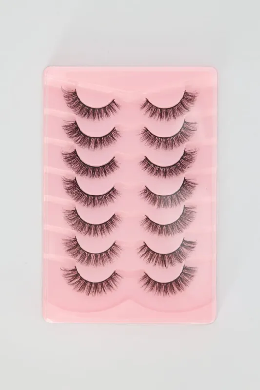 Black 7 Pairs Natural False Eyelashes made by Ally Fashion