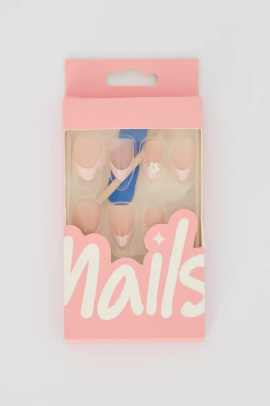 Pink 24 Pcs Press On Nails made by Ally Fashion