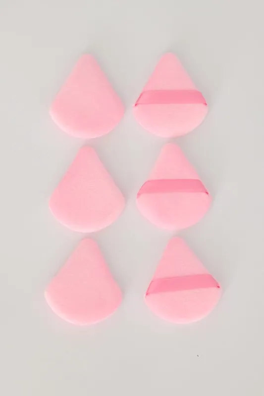 Pink 6 Pcs Triangle Makeup Sponges Powder Puff made by Ally Fashion