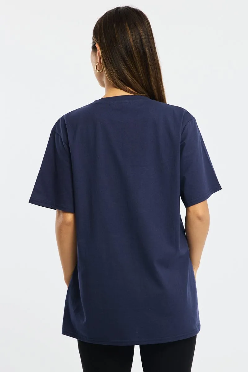 Blue Graphic Tee Short Sleeve sold by Ally Fashion product image thumbnail 4