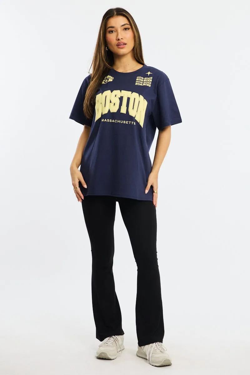 Blue Graphic Tee Short Sleeve sold by Ally Fashion product image thumbnail 2