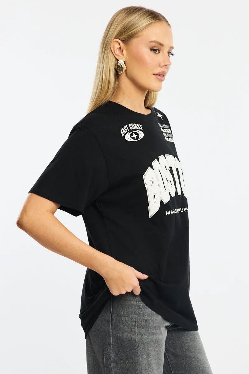 Black Graphic Tee Short Sleeve sold by Ally Fashion product image thumbnail 3