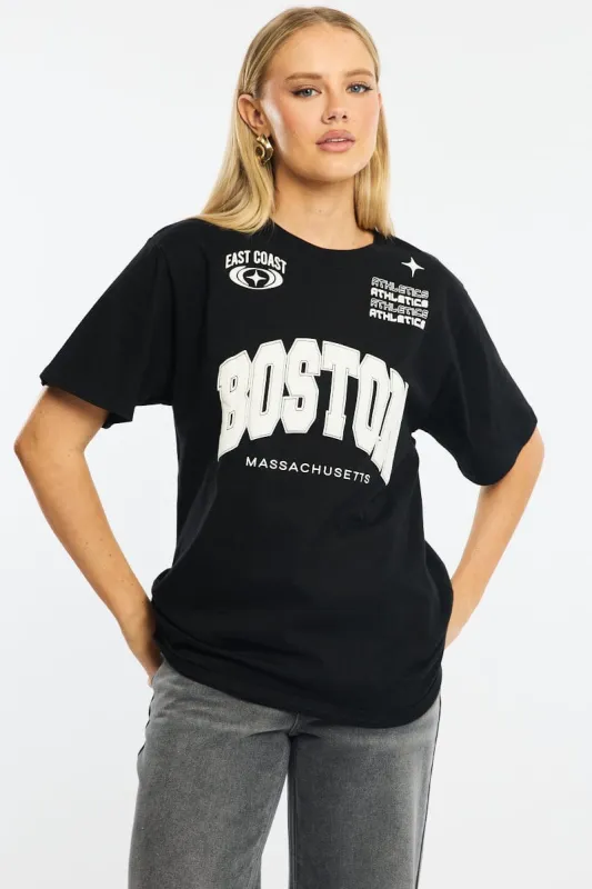 Black Graphic Tee Short Sleeve made by Ally Fashion