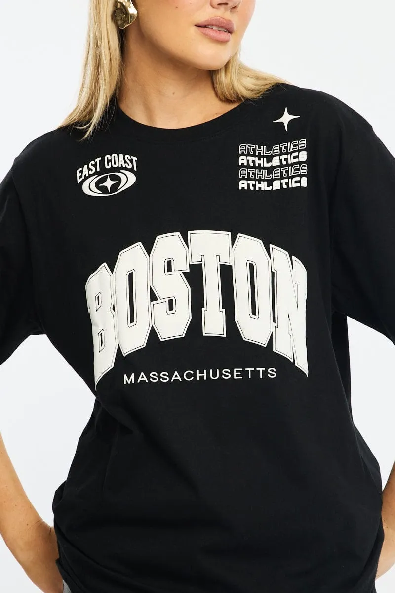 Black Graphic Tee Short Sleeve sold by Ally Fashion product image thumbnail 5