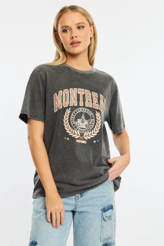 Black Graphic Tee Short Sleeve made by Ally Fashion