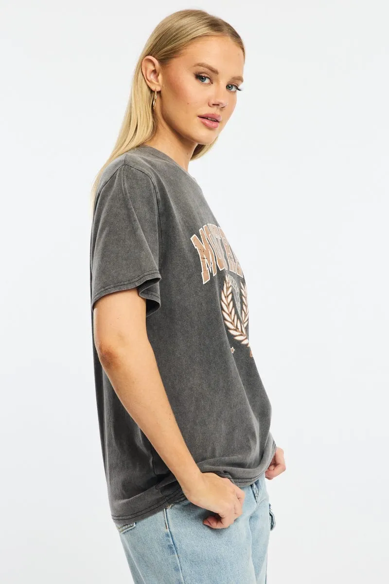 Black Graphic Tee Short Sleeve sold by Ally Fashion product image thumbnail 3