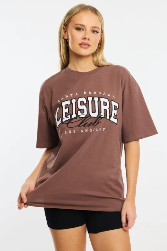 Brown Graphic Tee Short Sleeve made by Ally Fashion
