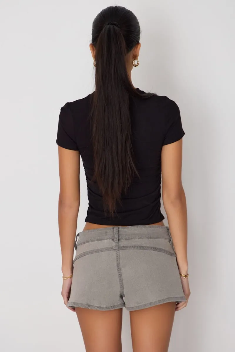 Grey Micro Shorts Low Rise Outpocket Stretch sold by Ally Fashion product image thumbnail 5