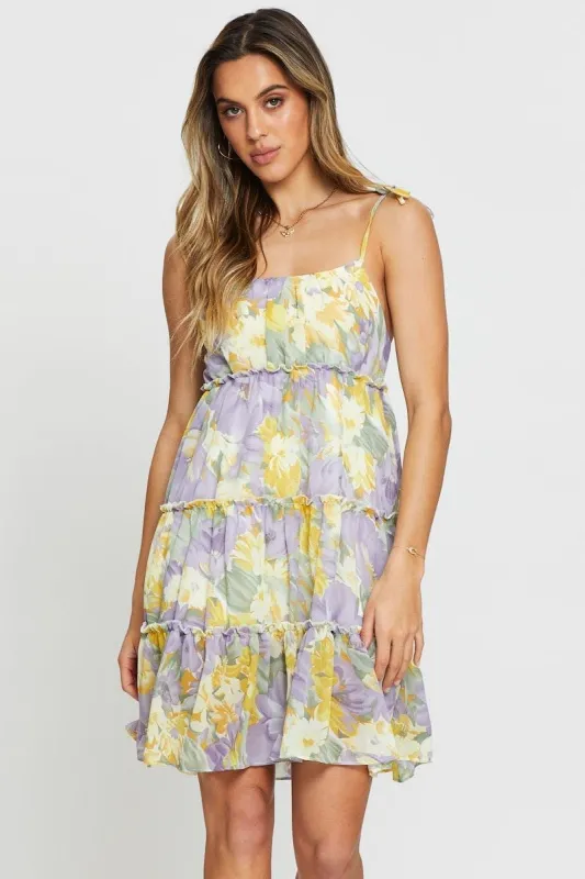 Print A Line Dress Sleeveless Mini sold by Ally Fashion