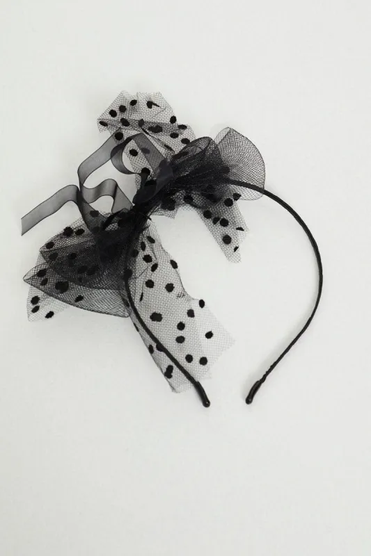 Black Halloween Mesh Bow Detail Headband sold by Ally Fashion