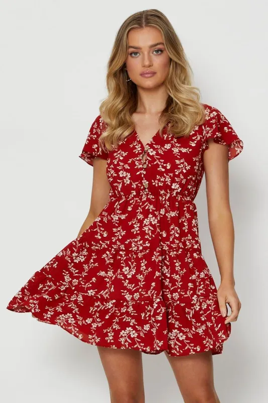 Print Mini Dress V Neck sold by Ally Fashion