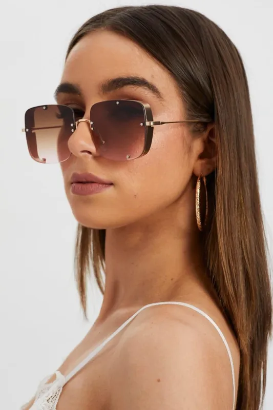 Purple Oversized Square Side Trim Sunglasses sold by Ally Fashion