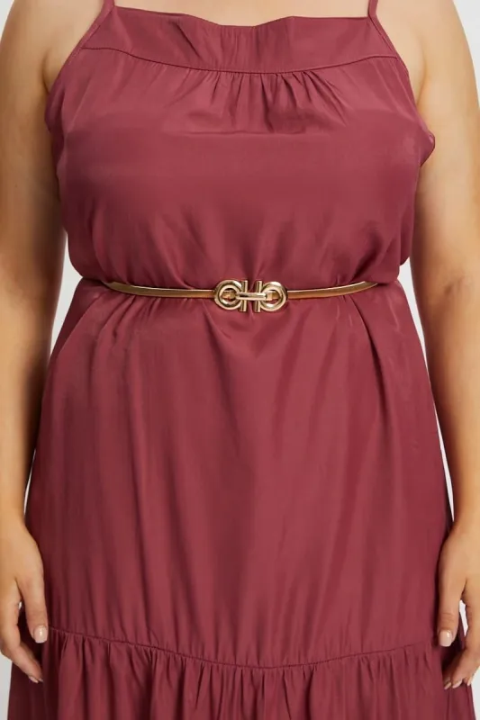Metallic Metal Circle Buckle Stretched Belt sold by Ally Fashion