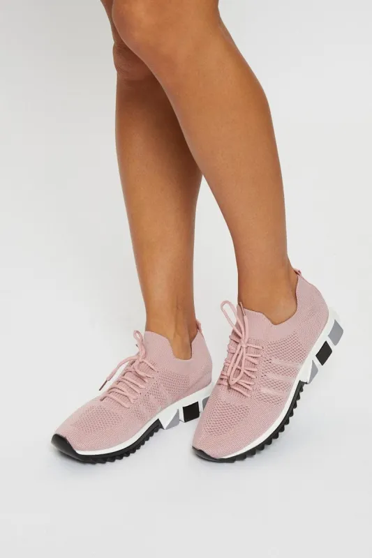 Pink Lace Up Power Mesh Sneaker sold by Ally Fashion