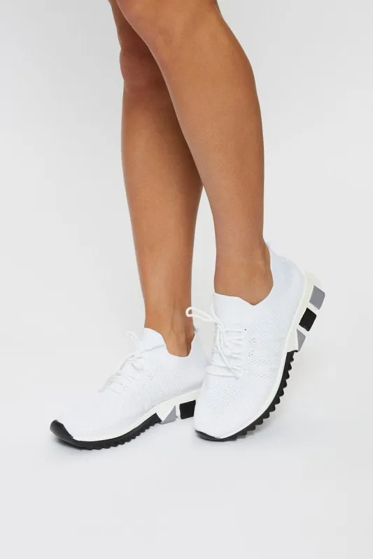 White Lace Up Power Mesh Sneaker sold by Ally Fashion