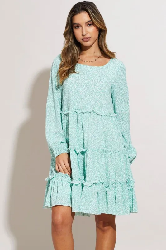 Print Mini Dress Long Sleeve sold by Ally Fashion