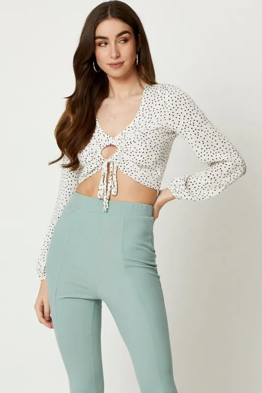 Polka Dot Keyhole Top sold by Ally Fashion