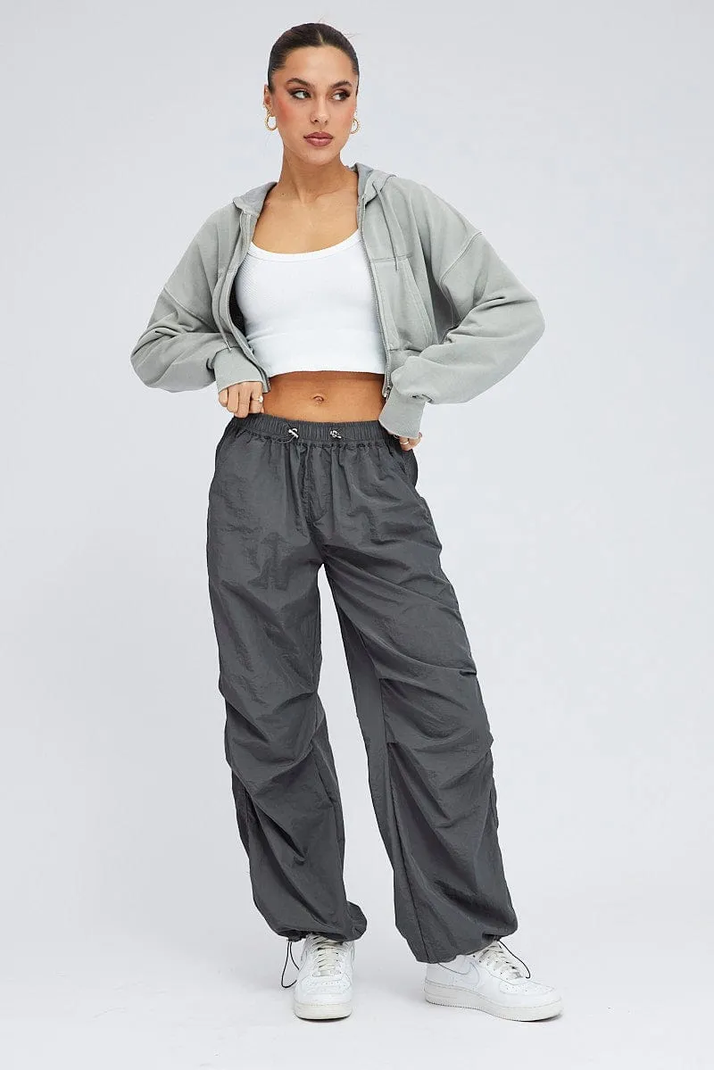 Grey Zip Hoodie Long Sleeve Crop sold by Ally Fashion product image thumbnail 2