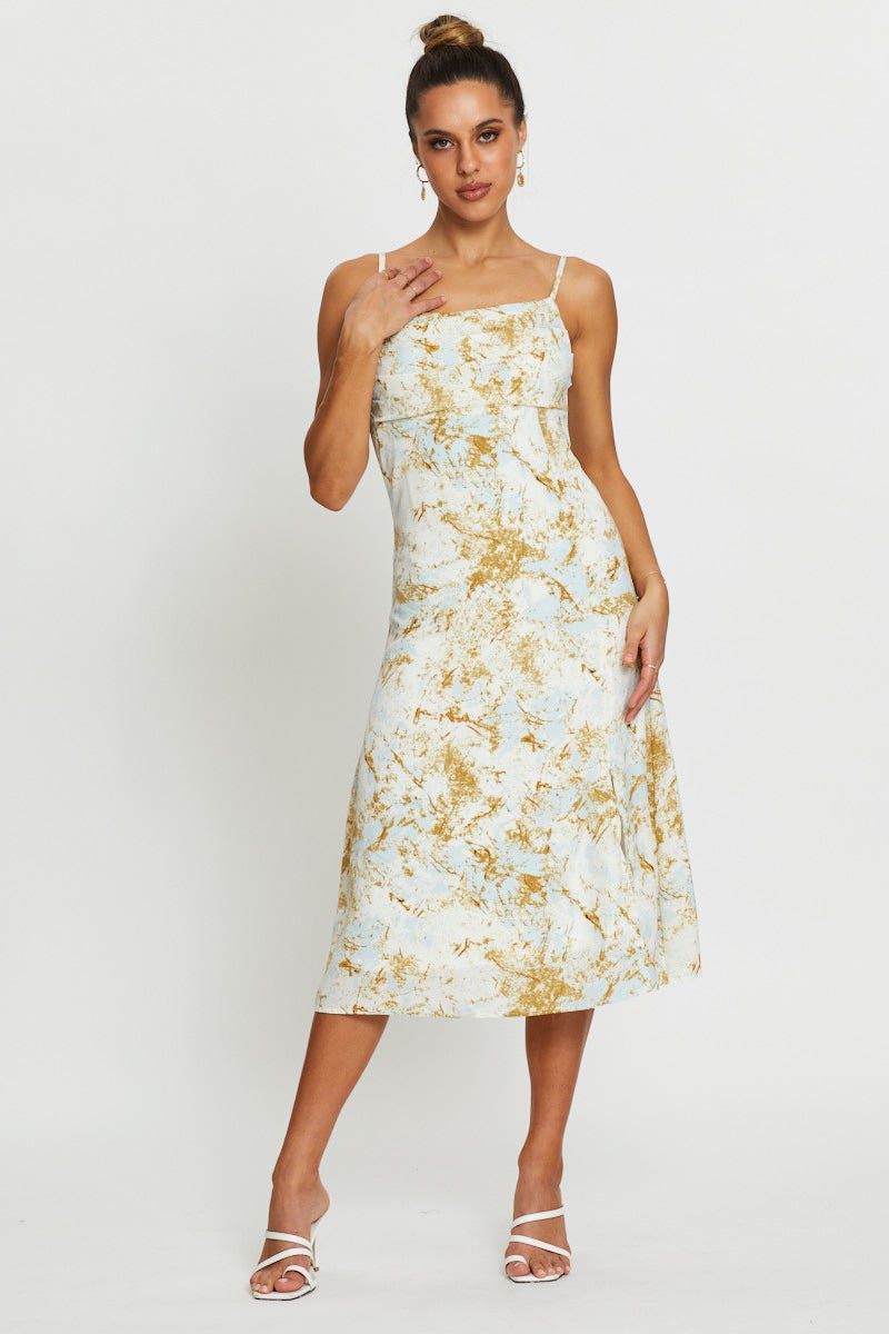 Print Slip Dress Midi sold by Ally Fashion