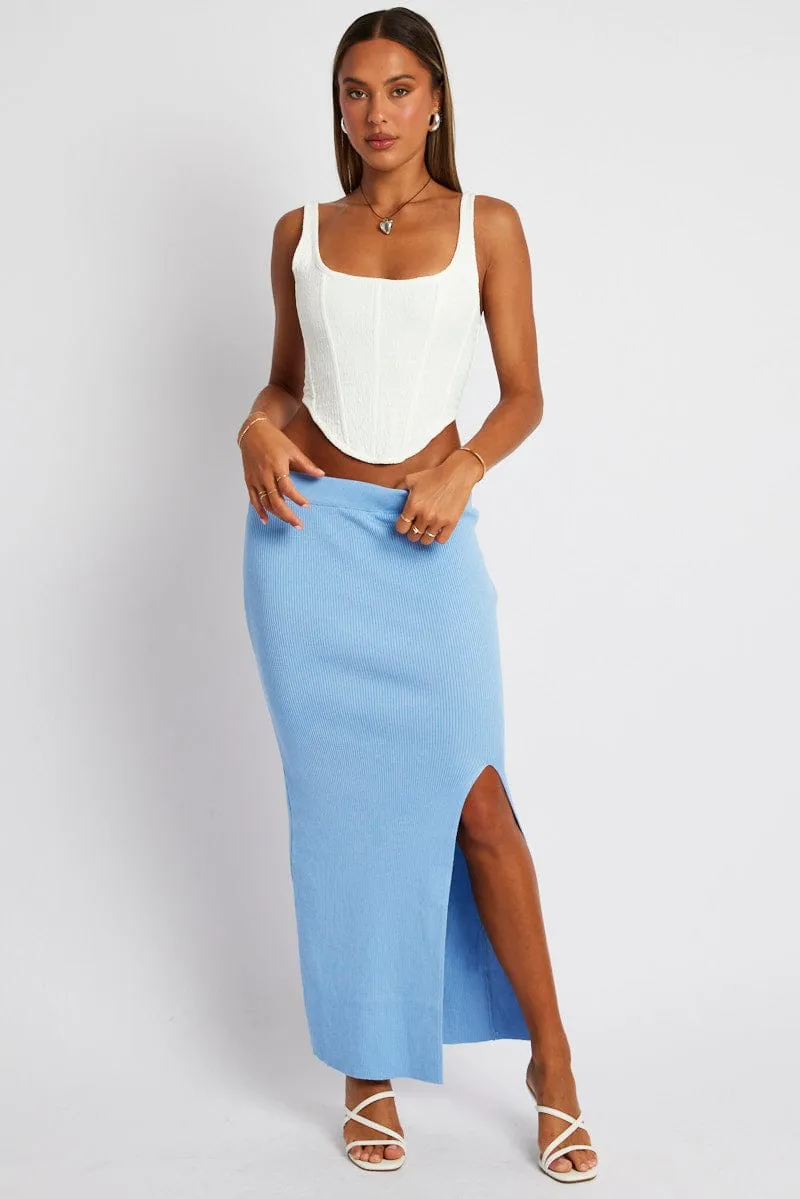 Blue Knit Skirt Front Split High Rise sold by Ally Fashion product image thumbnail 2