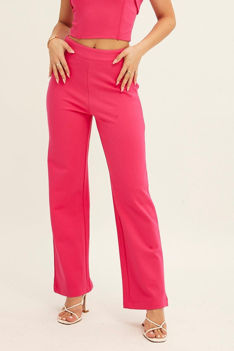 Pink High Waist Pant Straight Leg sold by Ally Fashion product image thumbnail 2