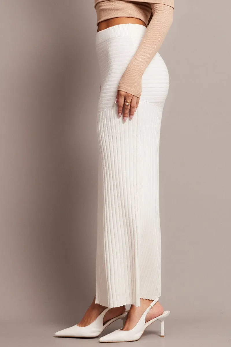 White Knit Skirt Front Split sold by Ally Fashion product image thumbnail 4