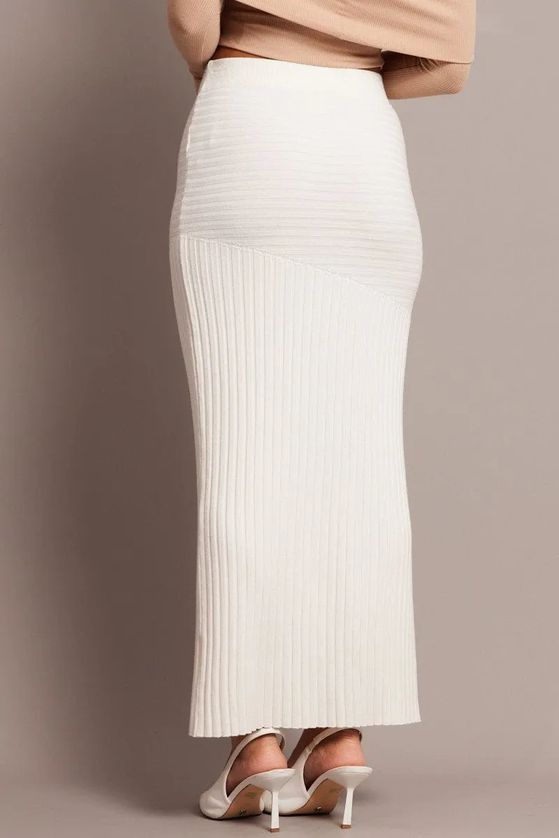 White Knit Skirt Front Split sold by Ally Fashion product image thumbnail 5
