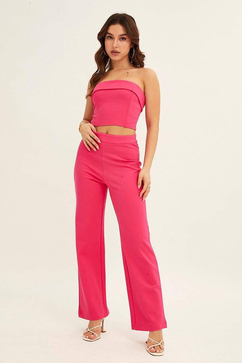 Pink High Waist Pant Straight Leg sold by Ally Fashion