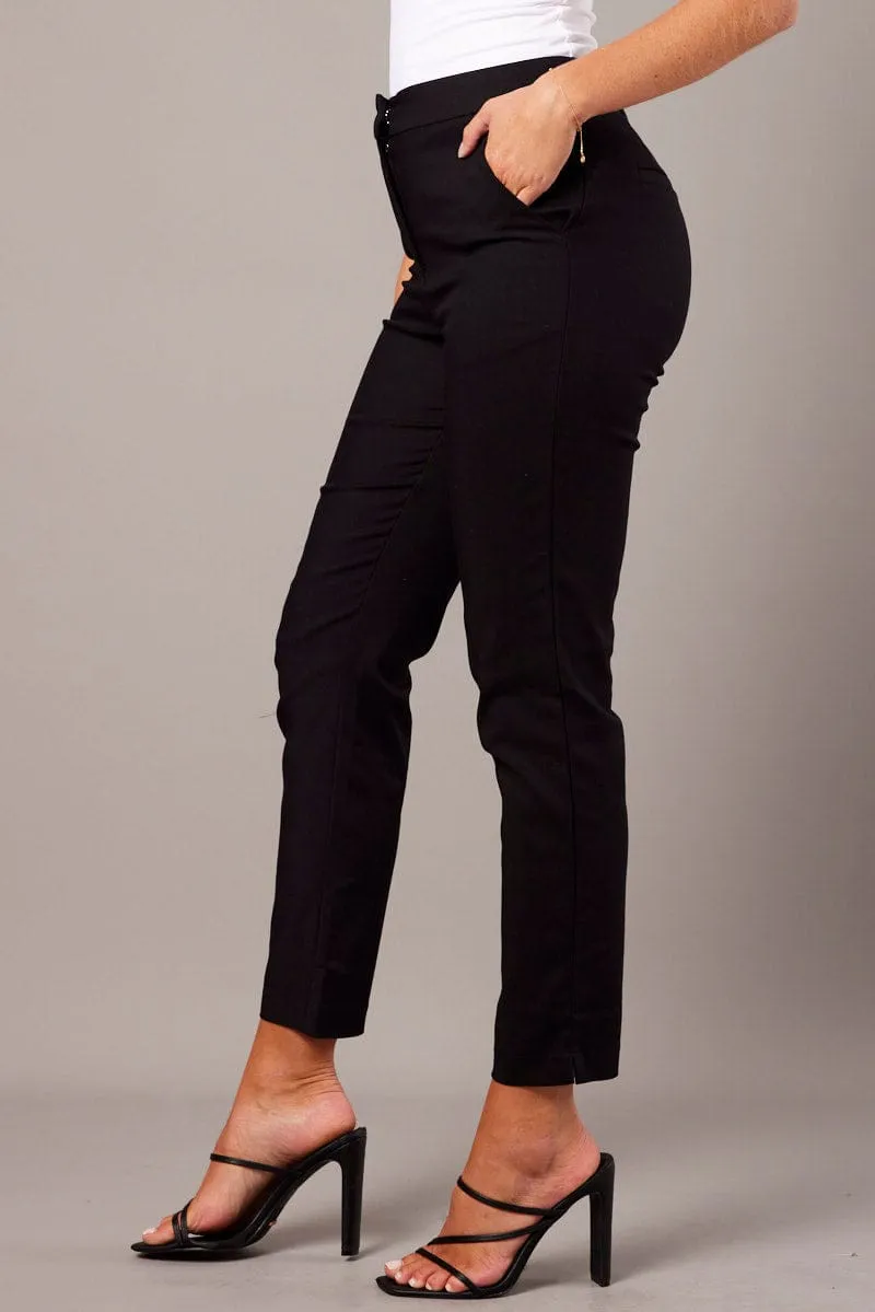 Black Slim Pants High Rise sold by Ally Fashion product image thumbnail 3