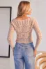 Beige Fitted Cardigan Long Sleeve Slim Fit Round Neck sold by Ally Fashion
