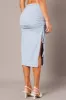 Blue Maxi Skirt Side Ruched Jersey sold by Ally Fashion