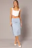Blue Maxi Skirt Side Ruched Jersey sold by Ally Fashion