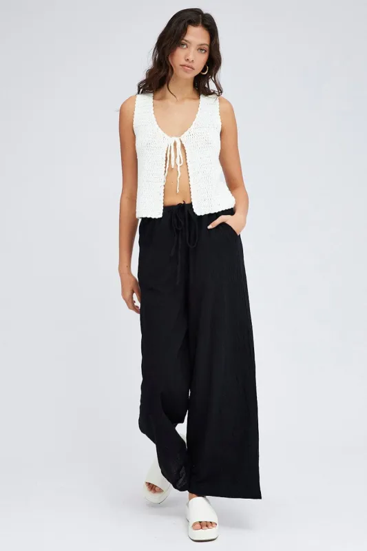 Black Wide Leg Pants Mid Rise sold by Ally Fashion