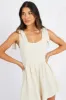 Beige Playsuit Sleeveless Shoulder Tie sold by Ally Fashion